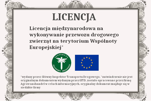 licencja międzynarodowa na wykonywanie przewozu drogowego zwierząt